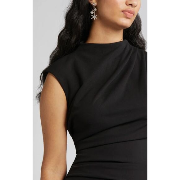NIKKI LUND Dida Black Funnel Neck Cocktail Dress Size Medium - Picture 11 of 11